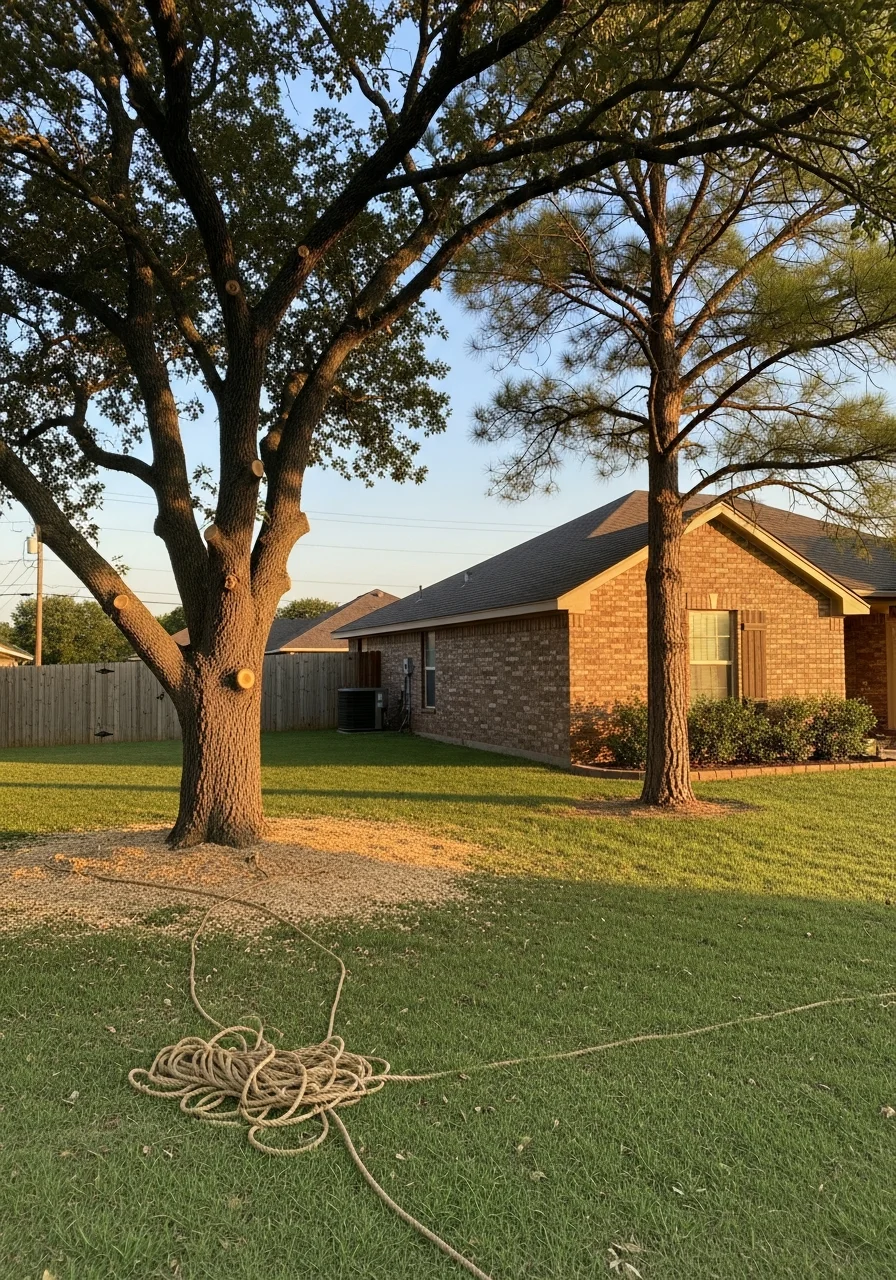 Service professional working on a Choctaw property in a growing residential area.