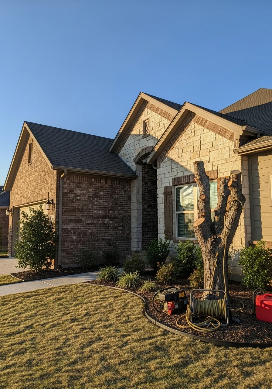 Service technician working on a Moore property with newer construction features.